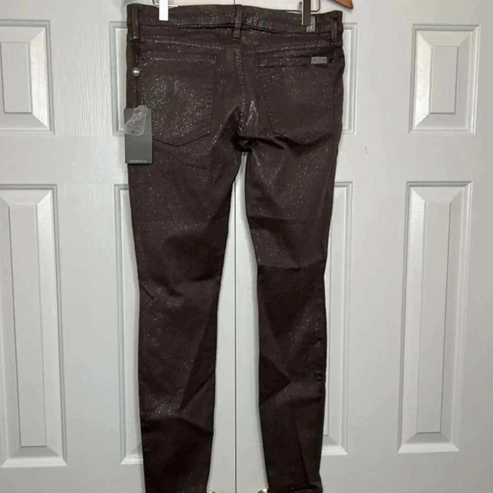 7 for all Mankind Ankle Skinny jeans with light metallic bronze size 32 NWT - Picture 3 of 7